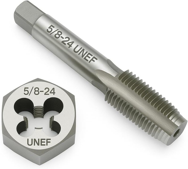 Yamesh 5/8"-24 Thread Tap and Die Set HSS Tap with GCr15 Alloy Steel Hex Die Right Hand Thread Repair Tool for Metalworking and Machinery - Image 1